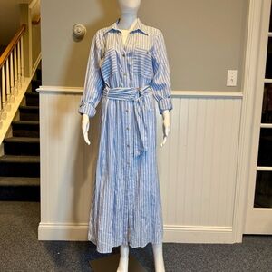 blue and white maxi dress zara ZARA White Blue Floral Print Split Leg Summer Midi Maxi Dress Size XS 6 8 Beach